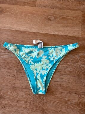 Forever 21 Turquoise and Pale Yellow Floral Bikini Bottoms